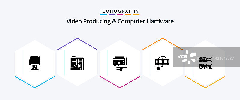视频制作和计算机硬件字形图标图片素材