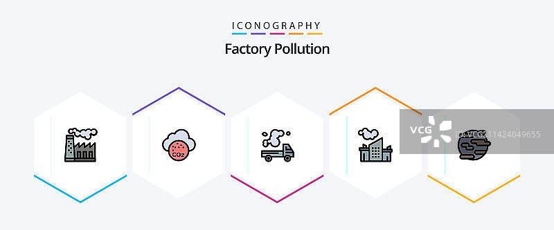 工厂污染25填充线图标包图片素材