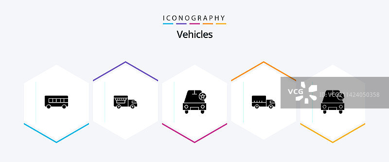 包含越野的25个车辆字形图标包图片素材