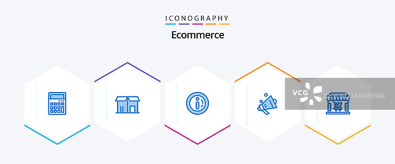 包含购物元素的电商蓝色图标包25个图片素材