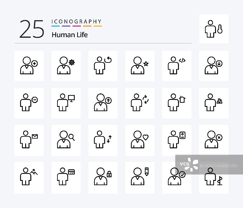 包含代码化身的25个人物线条图标包图片素材