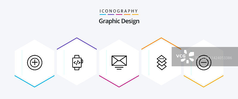 包含无文本的25个线条图标包设计图片素材