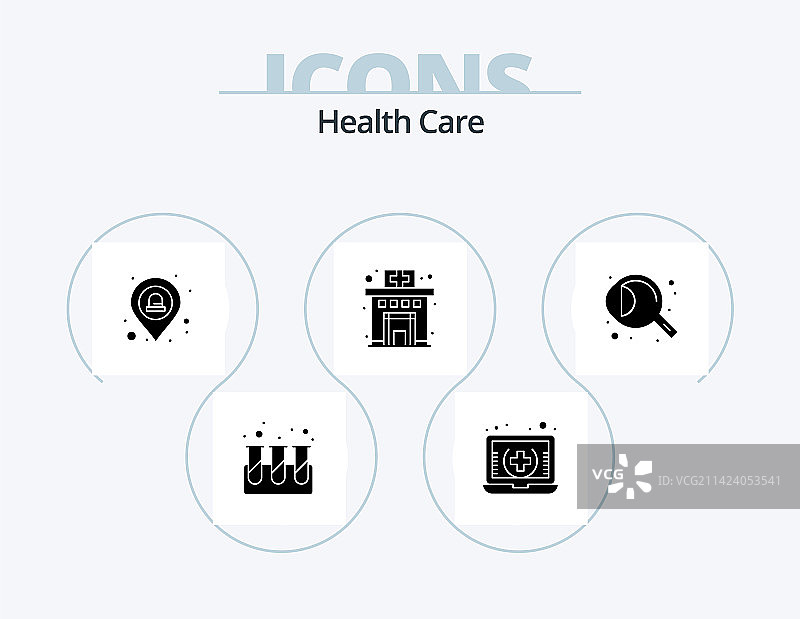 医疗保健字形图标包（5个图标设计：眼睛）图片素材