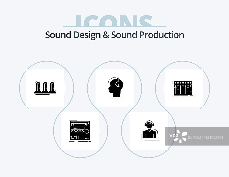 声音设计和声音制作的符号图标包图片素材
