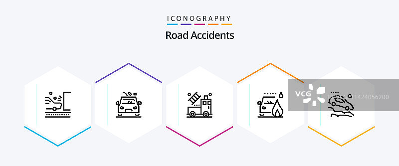 道路交通事故25线条图标包图片素材