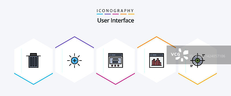 用户界面25个填充线条图标包图片素材