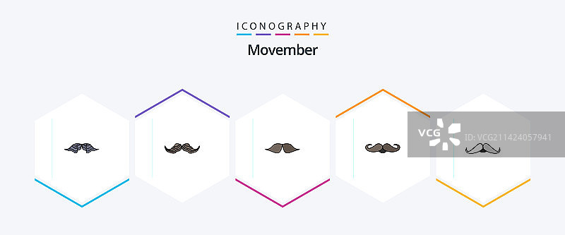 包含25个扁平图标的“胡须月”图片素材