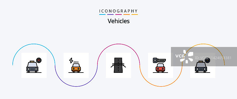 交通工具线性填充扁平风格图标合集图片素材