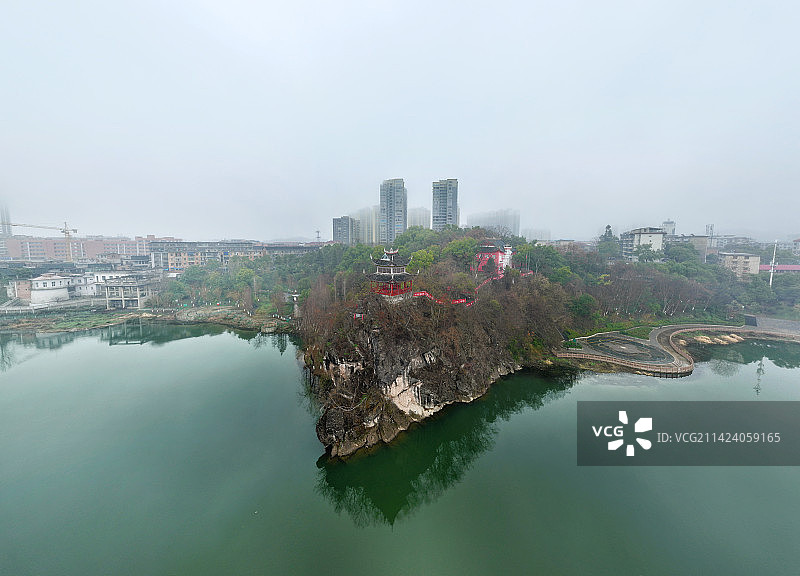 湖南省邵阳市北塔区邵阳北塔双清公园航拍图片素材