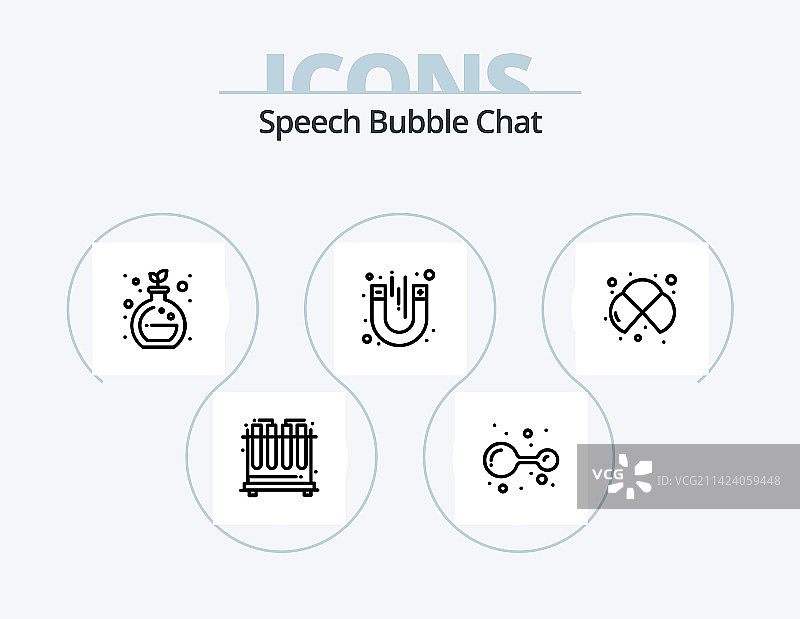 聊天线条图标包5个对话图标设计图片素材