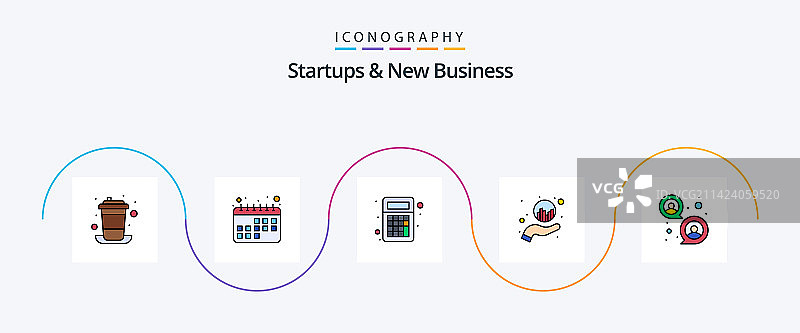 初创公司和新业务线性填充5图标图片素材