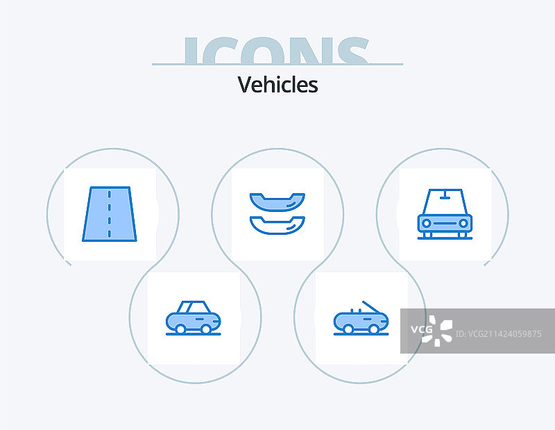 蓝色交通工具图标设计，包含道路元素图片素材