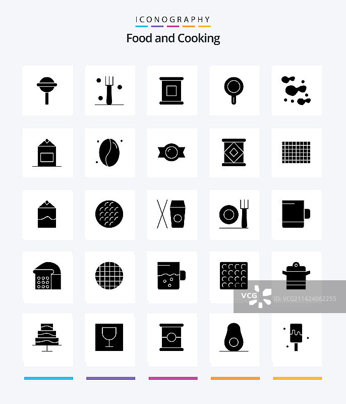 创意食物黑色字形图标包图片素材