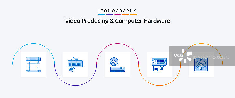 视频制作与电脑硬件蓝色5图标图片素材