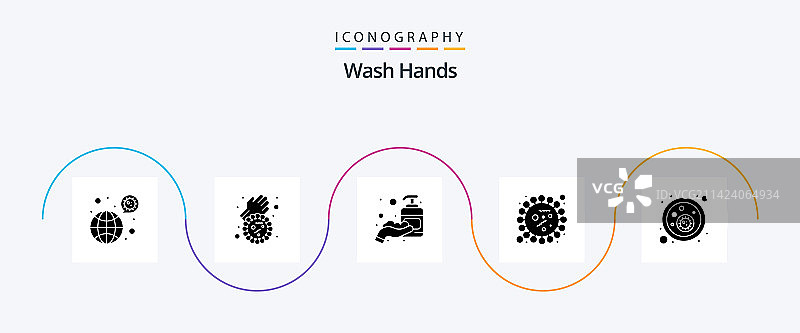 洗手字形5图标包（含细菌）图片素材