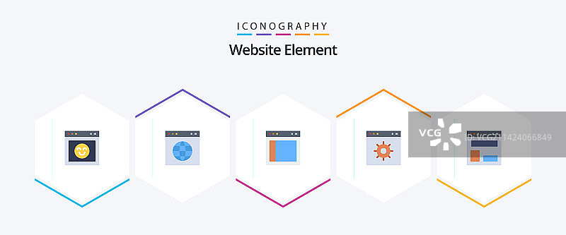 包含博客的网站元素25个扁平图标包图片素材