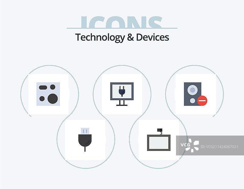 扁平风格设备5图标包，含电视图片素材