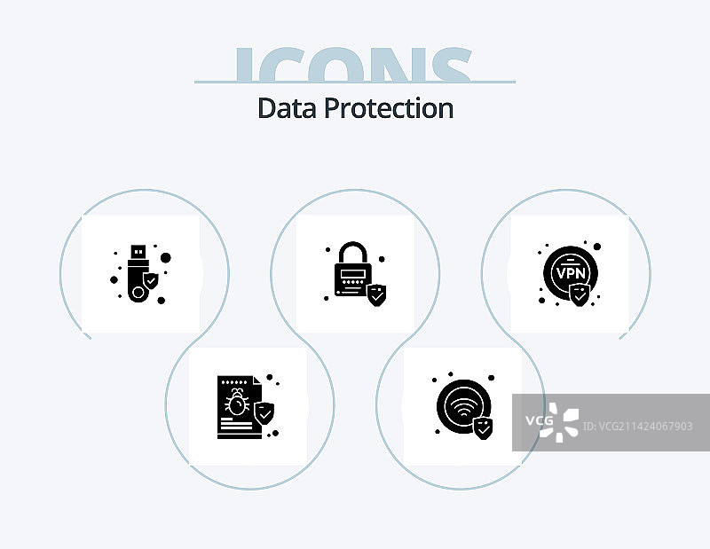 数据保护字形图标包VPN设计图片素材