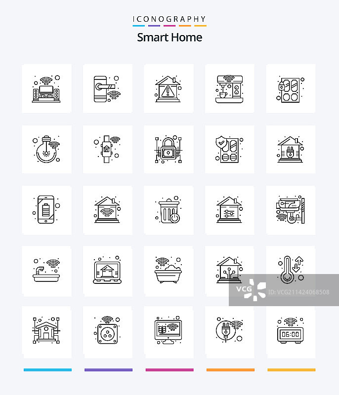 创意智能家居轮廓图标合集图片素材