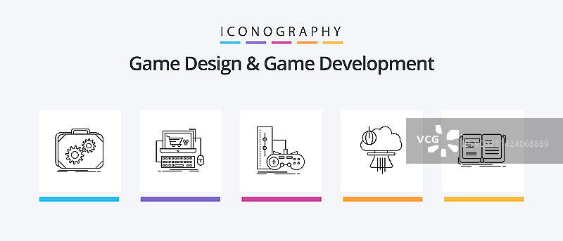 游戏设计和游戏开发线性图标包图片素材