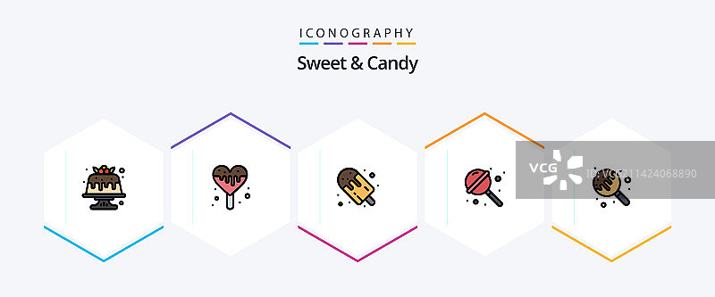 25个填充线性糖果图标包图片素材