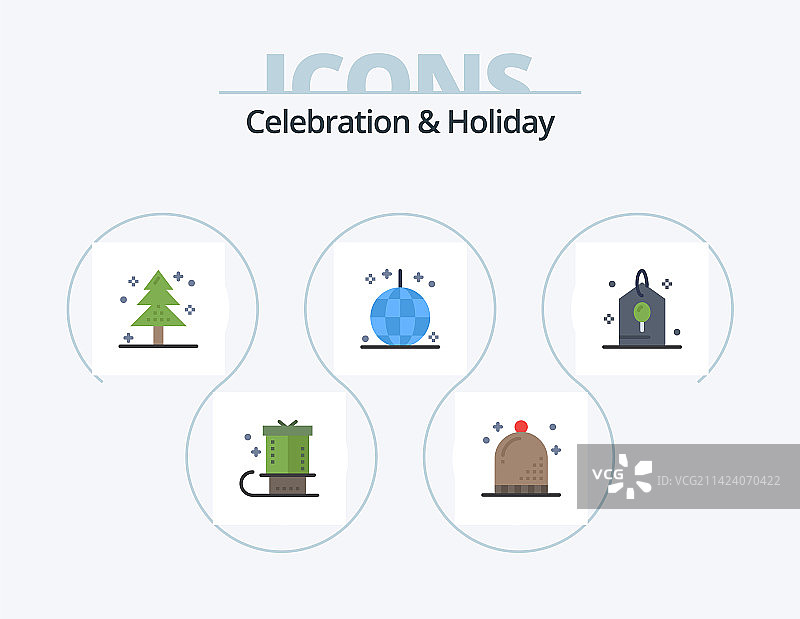 庆祝和节日扁平图标包5个图标图片素材
