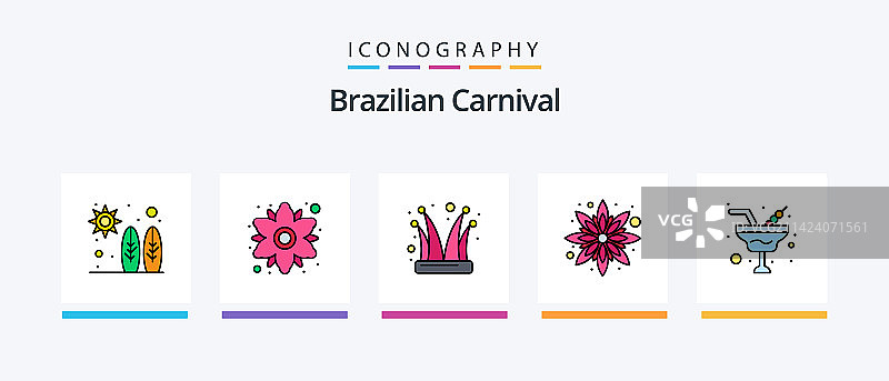 巴西狂欢节线性填充5图标包图片素材