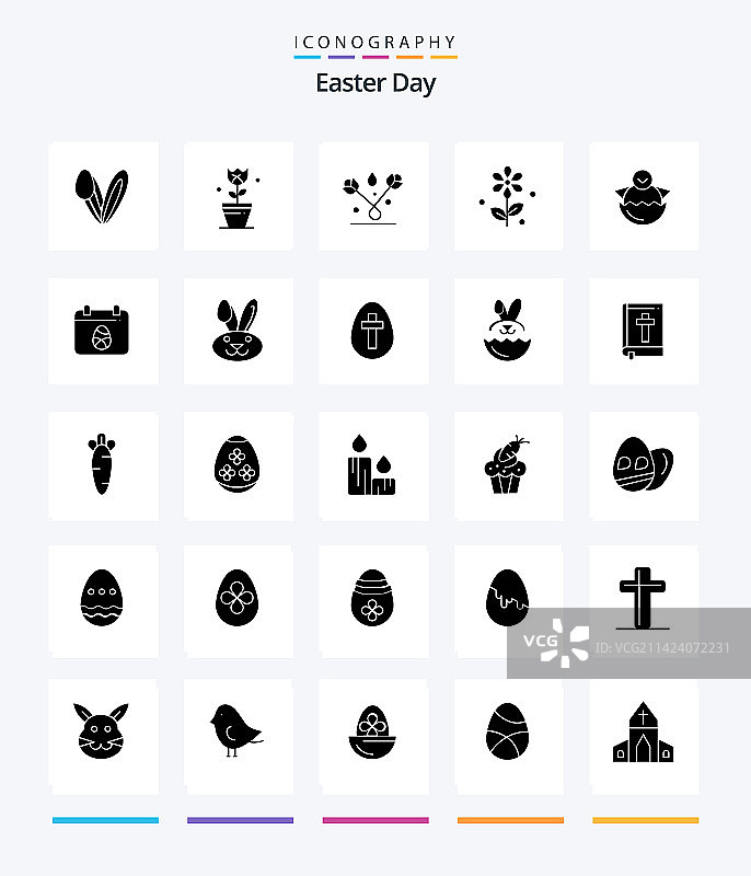 创意复活节25个字形黑色图标包图片素材