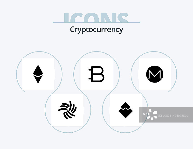 加密货币字形图标包（5个图标设计）图片素材