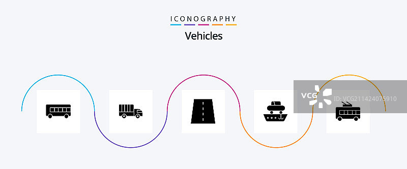 车辆交通工具字形图标包（含巴士）图片素材