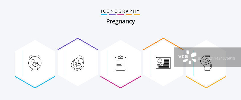怀孕相关25个线性图标：包含医生图片素材