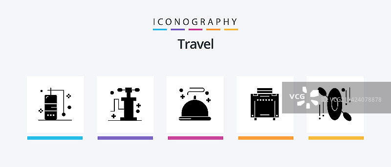 旅行图标Glyph风格5合1图片素材