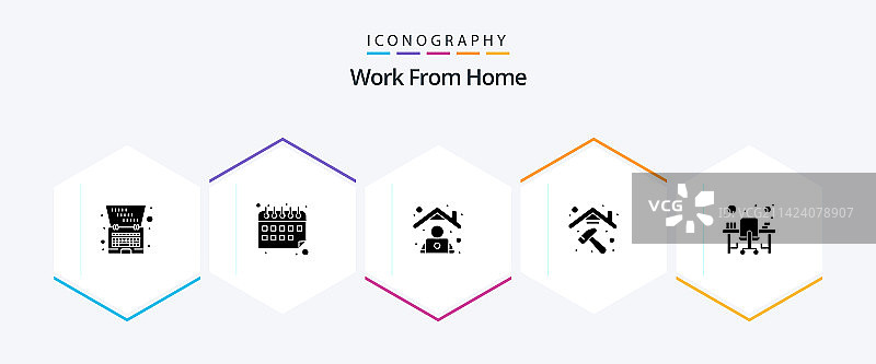 25个居家办公标志图标包图片素材