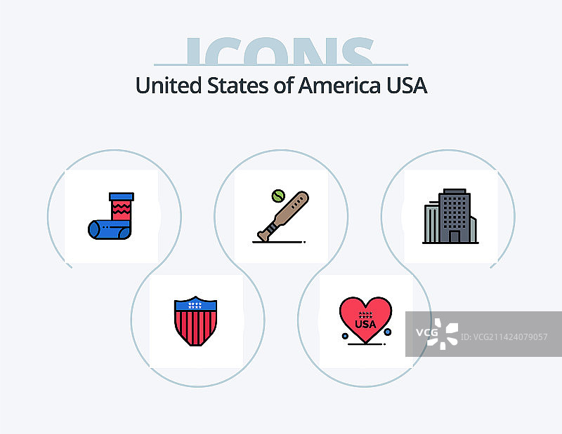 美国线条填充图标包5图标设计图片素材
