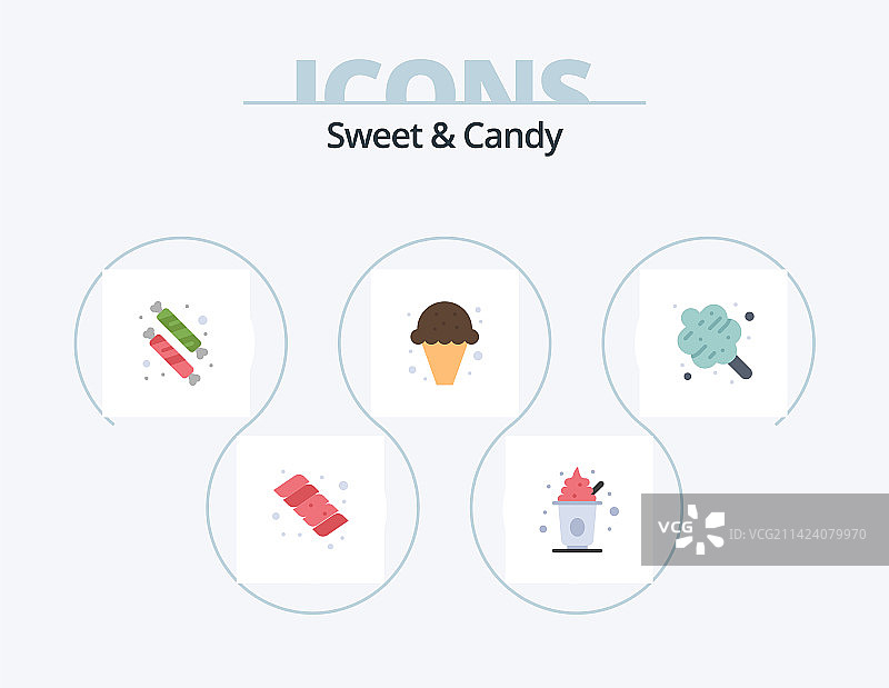 糖果扁平图标套装（5个食品图标设计）图片素材