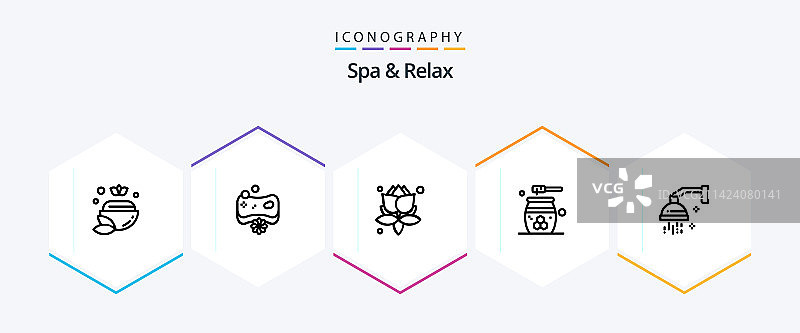 水疗放松25个线性图标包图片素材