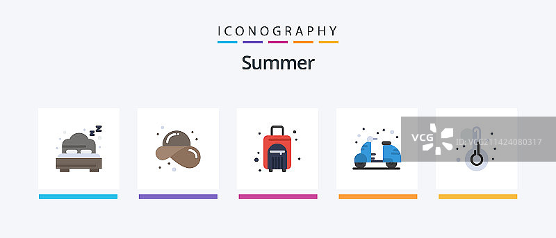 包含夏季保温袋的夏季扁平风格5图标包图片素材