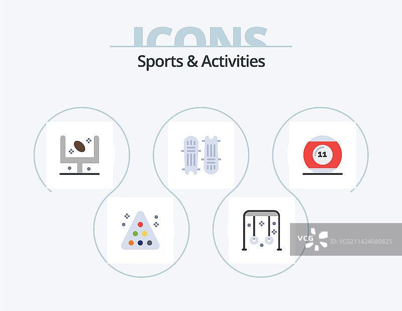 运动和活动扁平风格图标包5个图标图片素材