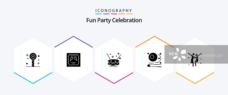 包含舞蹈设计的25个节日活动标志图标包图片素材