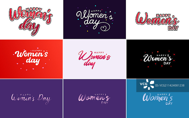 一套带有国际妇女节标志的卡片图片素材