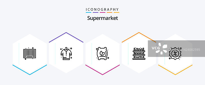 包含市场的25个超市线性图标包图片素材