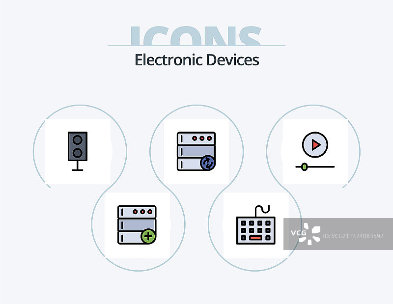 包含呼叫的设备线性填充图标包5图标设计图片素材