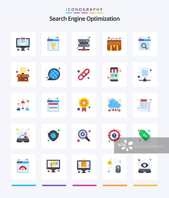 SEO主题25个扁平图标包，例如搜索框图片素材