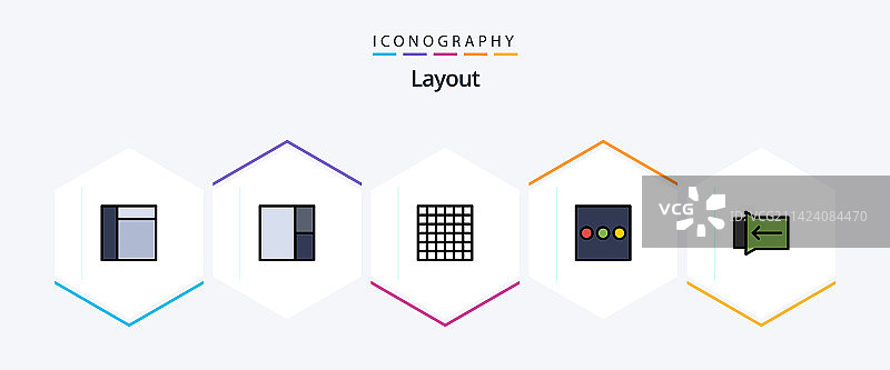 25个填充线条图标布局图片素材