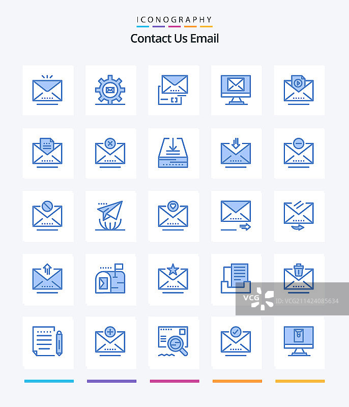创意电子邮件蓝色图标包25个图片素材