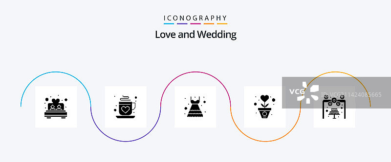 婚礼Glyph 5图标包（含蛋糕心形）图片素材