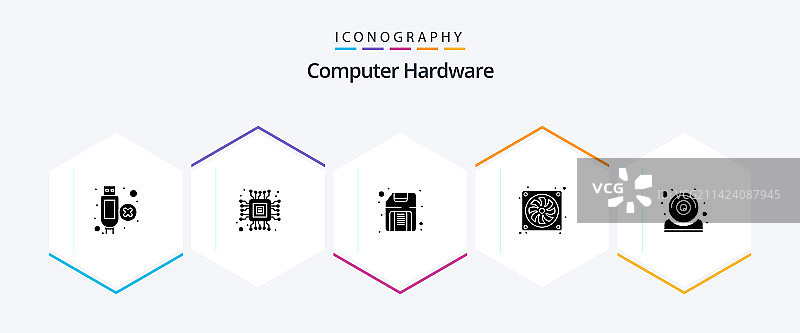 电脑硬件Glyph图标包（25个）图片素材