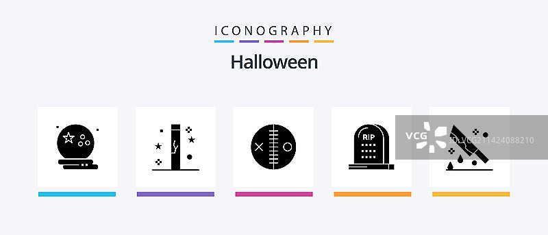 包含墓地的万圣节字形5图标包图片素材