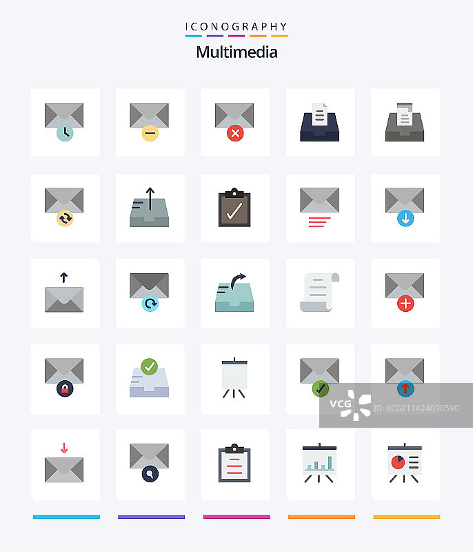 创意多媒体25扁平图标包图片素材