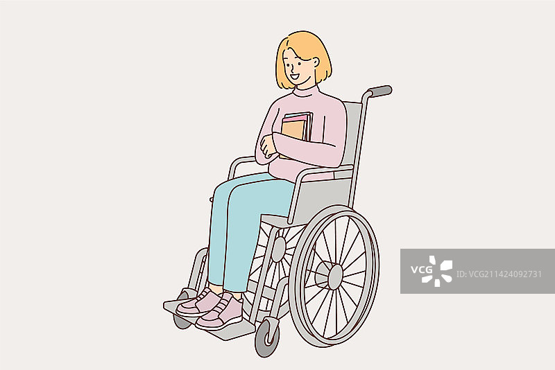 坐在轮椅上的年轻女人图片素材